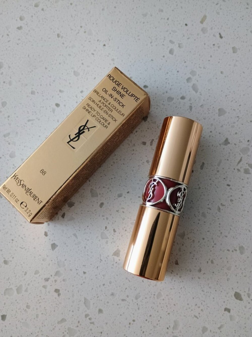 💄💋🩷NIB YSL ROUGE VOLUPTE SHINE OIL-IN-STICK LIP COLOR #88 ROSE NU